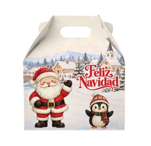 Cajas Dulceros Navidad Santa Claus Y Familia Caja Chica · Santa y pingüi